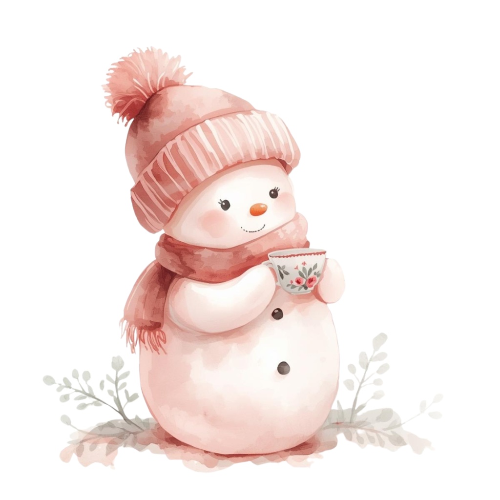 ふんわりピンクのクリスマス素材集 アンティーク×ナチュラル×水彩 Antique Pink Christmas Clipart