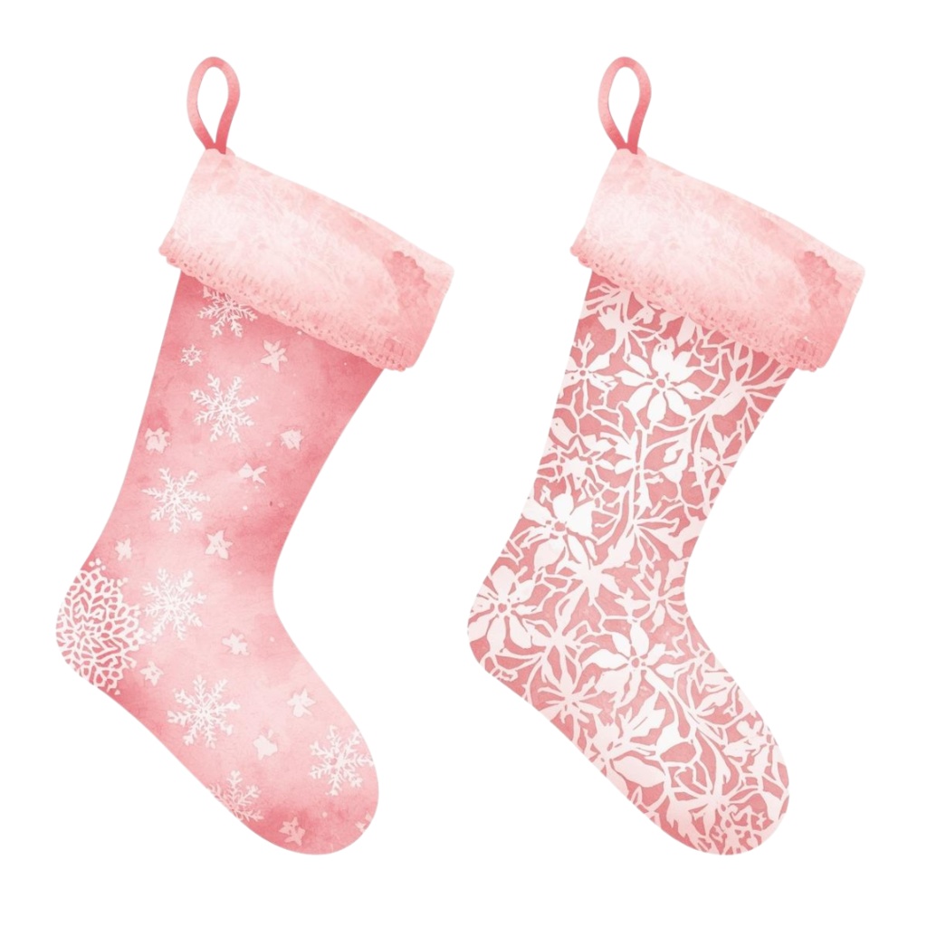 ふんわりピンクのクリスマス素材集 アンティーク×ナチュラル×水彩 Antique Pink Christmas Clipart