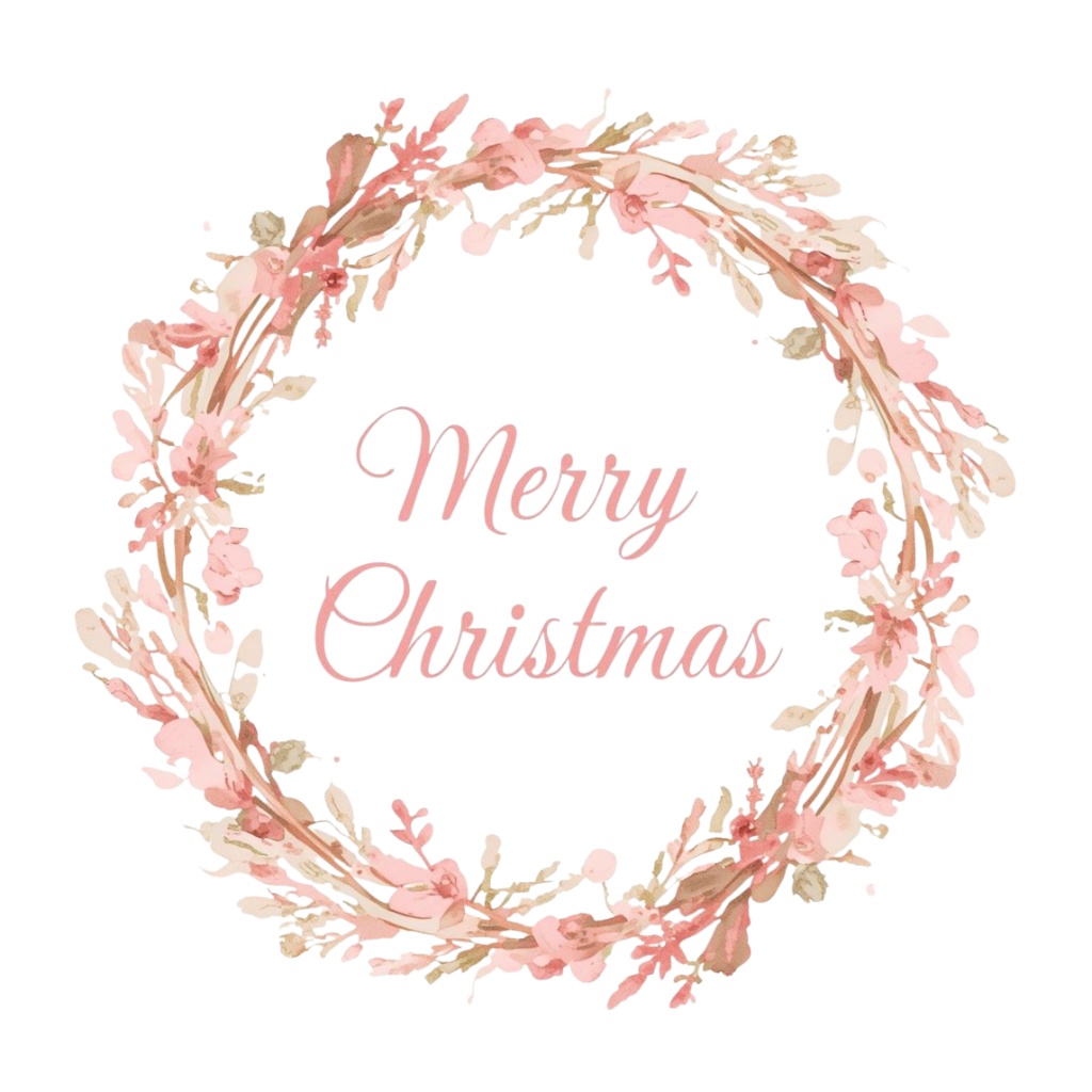 ふんわりピンクのクリスマス素材集 アンティーク×ナチュラル×水彩 Antique Pink Christmas Clipart