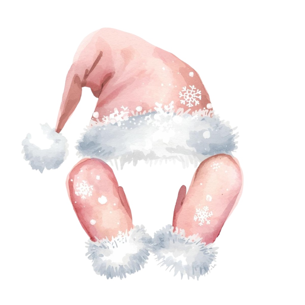 ふんわりピンクのクリスマス素材集 アンティーク×ナチュラル×水彩 Antique Pink Christmas Clipart