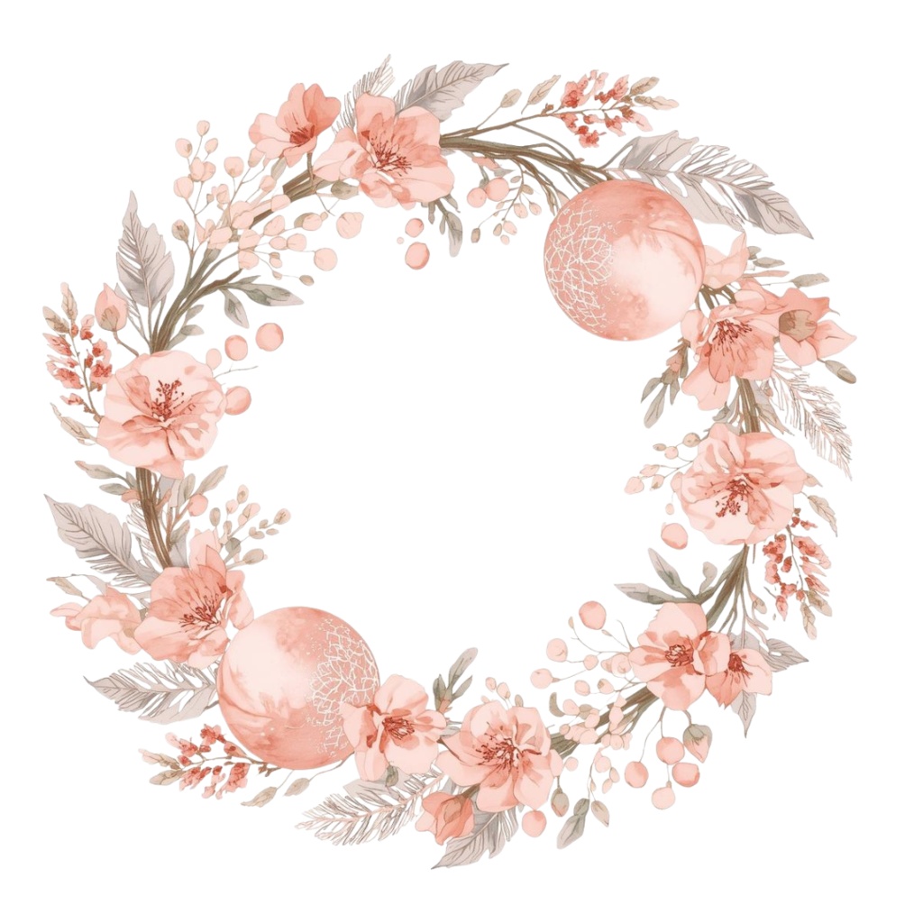 ふんわりピンクのクリスマス素材集 アンティーク×ナチュラル×水彩 Antique Pink Christmas Clipart