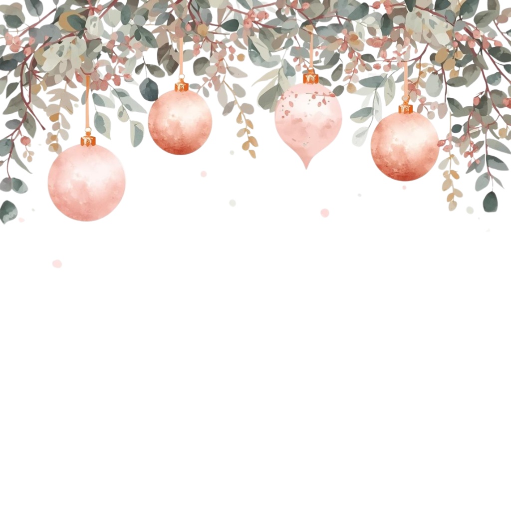ふんわりピンクのクリスマス素材集 アンティーク×ナチュラル×水彩 Antique Pink Christmas Clipart