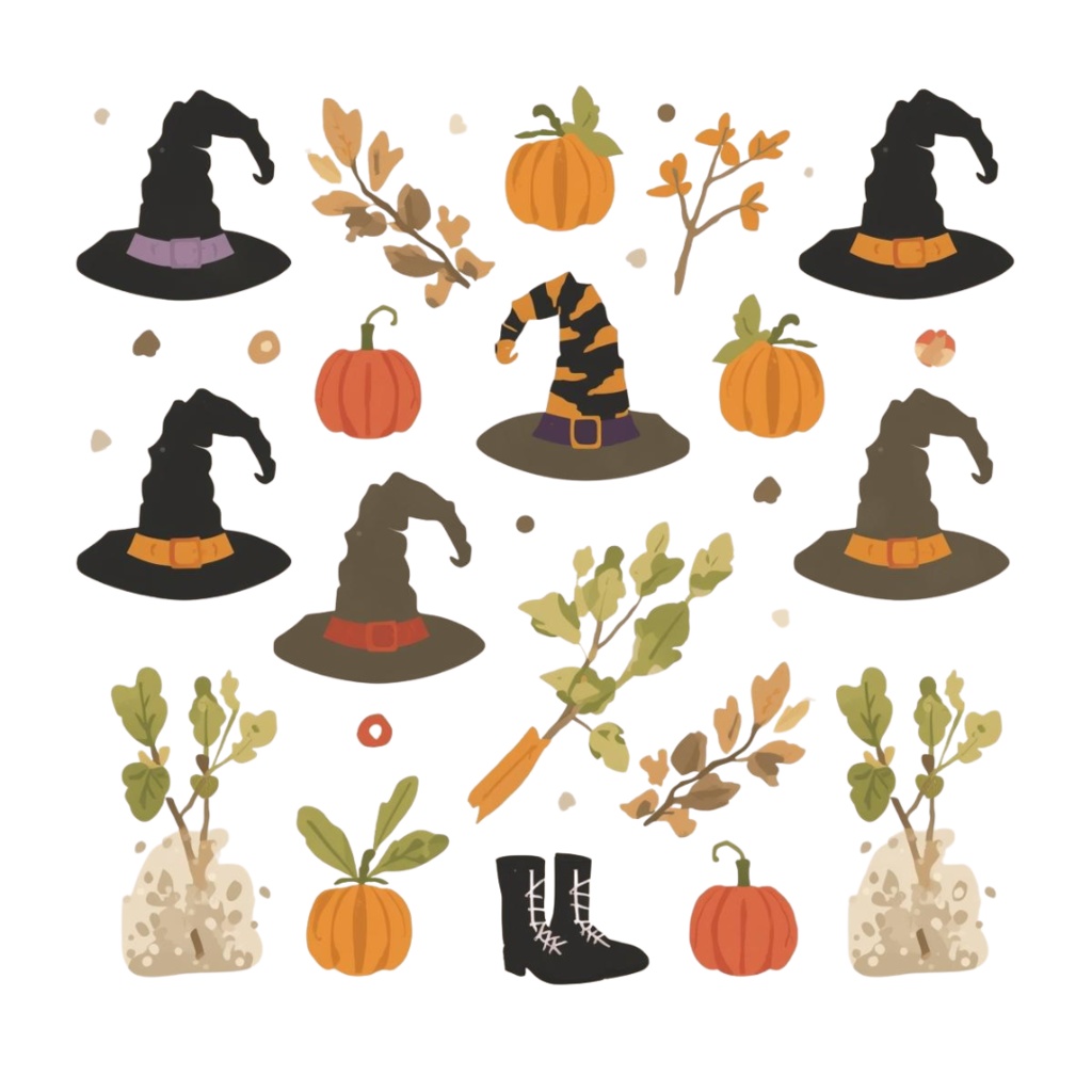 Halloween ClipArt Set|大人可愛いハロウィンクリップアート 40点セット(PNG・背景透過)