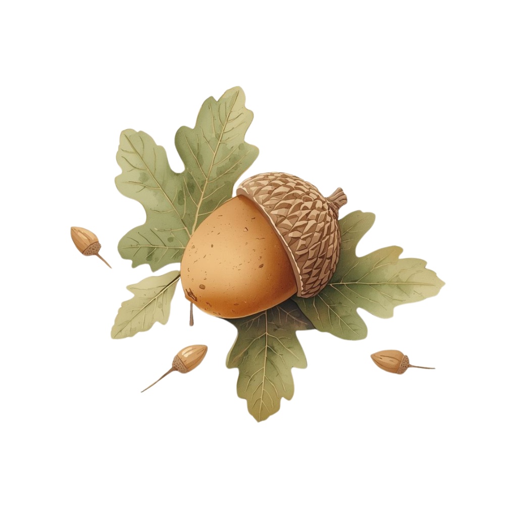 Natural Leaf & Acorn Clipart Set(ナチュラルリーフ&どんぐり素材集)20PNG
