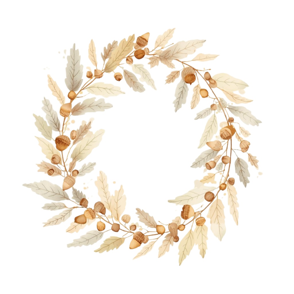 Natural Leaf & Acorn Clipart Set(ナチュラルリーフ&どんぐり素材集)20PNG