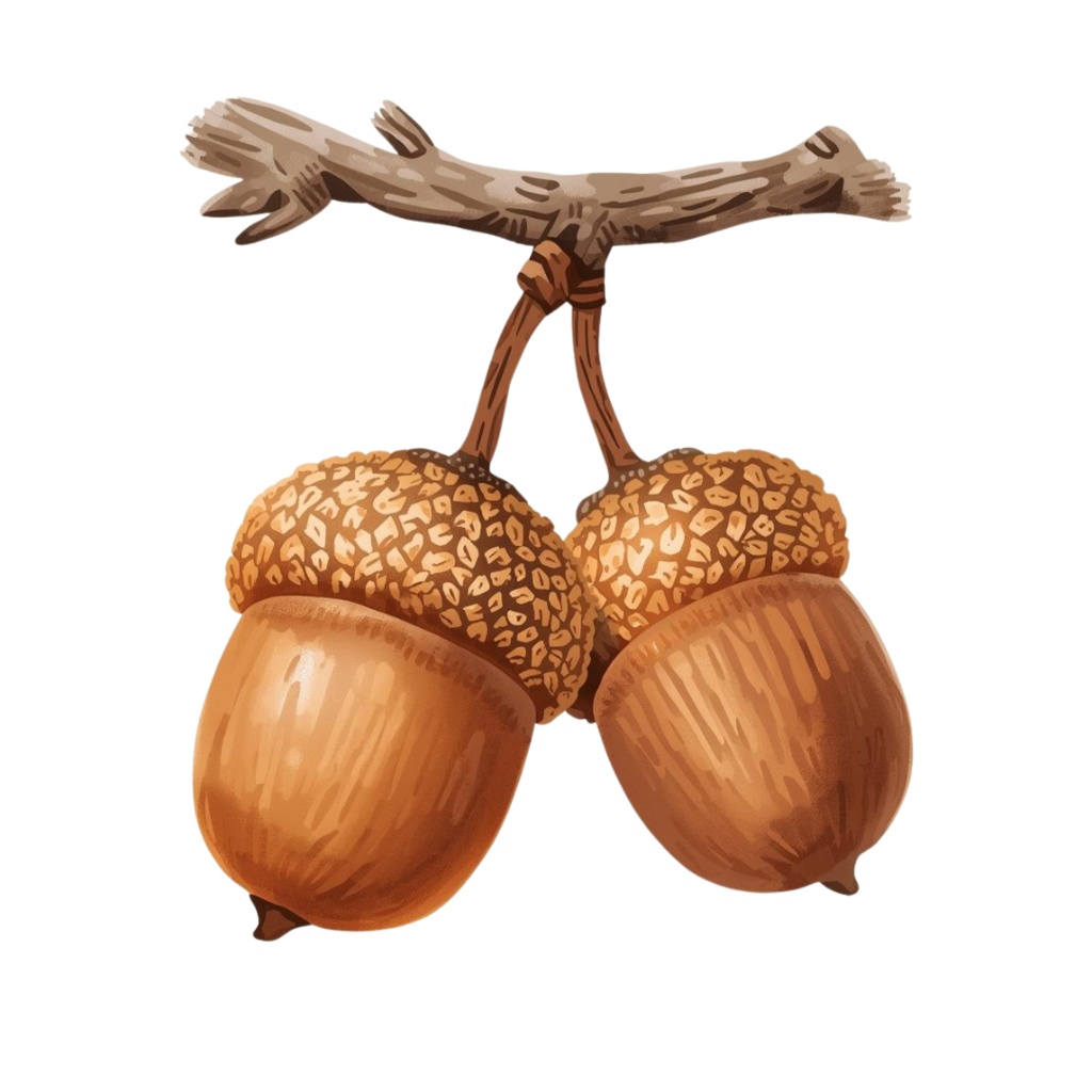 Natural Leaf & Acorn Clipart Set(ナチュラルリーフ&どんぐり素材集)20PNG