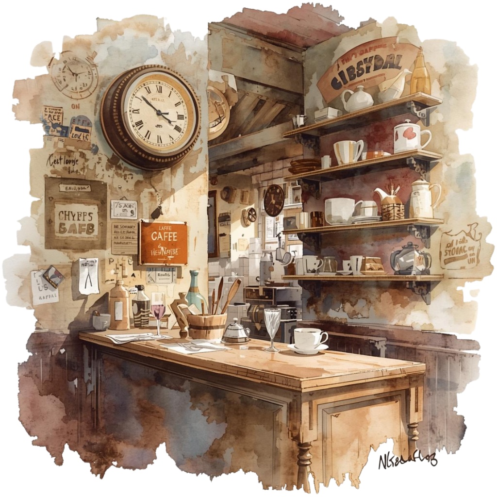 Antique Café ClipArt – 20 Vintage Coffee & Tea Illustrations (PNG Download) (アンティークカフェ クリップアート 20点セット)