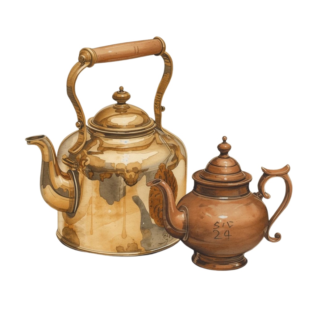 Antique Café ClipArt – 20 Vintage Coffee & Tea Illustrations (PNG Download) (アンティークカフェ クリップアート 20点セット)