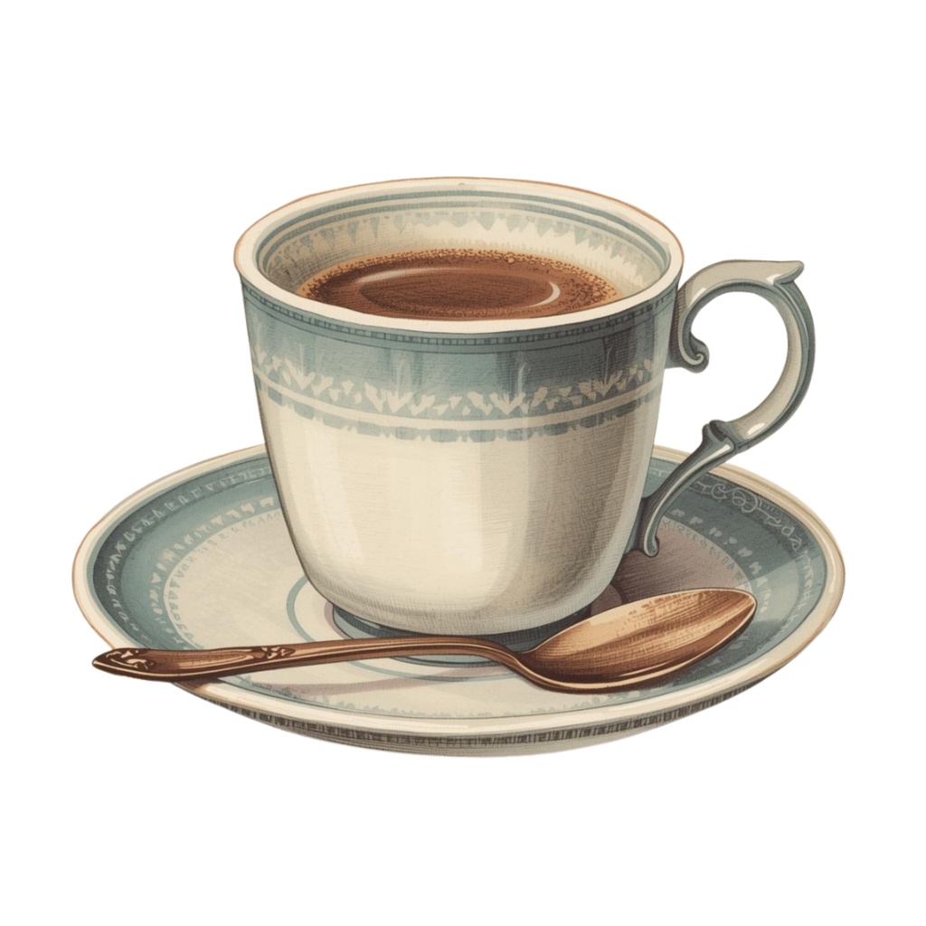 Antique Café ClipArt – 20 Vintage Coffee & Tea Illustrations (PNG Download) (アンティークカフェ クリップアート 20点セット)