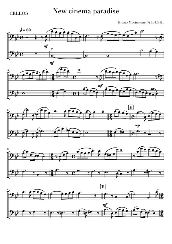 CED006チェロデュオ映画音楽4曲セット