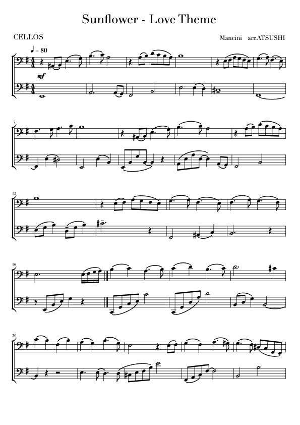 CED006チェロデュオ映画音楽4曲セット