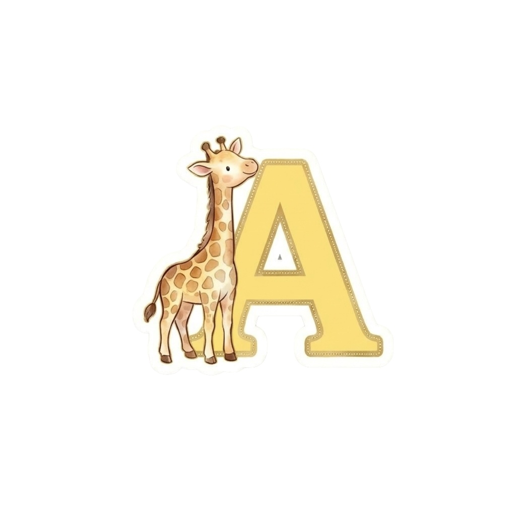 デジタルステッカー ゆるかわきりんのイニシャルステッカー「A」