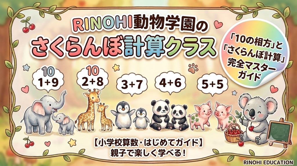 【小1算数】さくらんぼ計算クラス 〜10の相方とくり上がり完全マスターガイド〜【RINOHI動物学園】