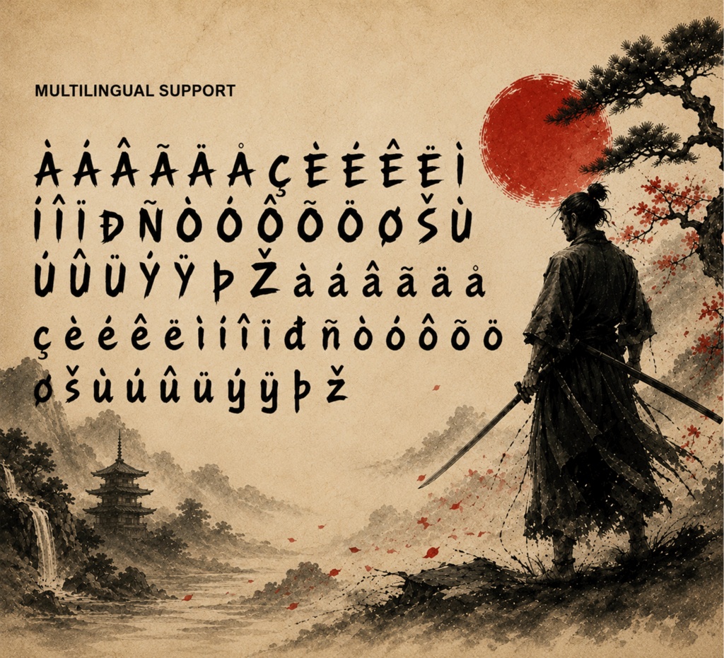 Bushido Spirit|和風ブラシ・サムライ ディスプレイ欧文フォント