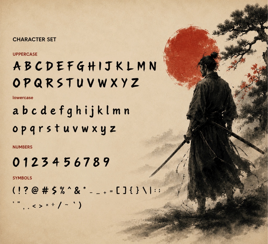 Bushido Spirit|和風ブラシ・サムライ ディスプレイ欧文フォント