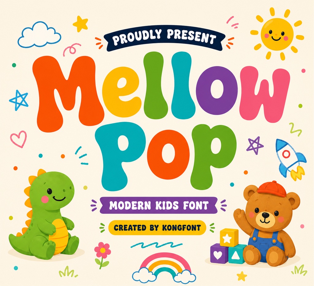Mellow Pop｜カラフル・キッズ ポップディスプレイ欧文フォント