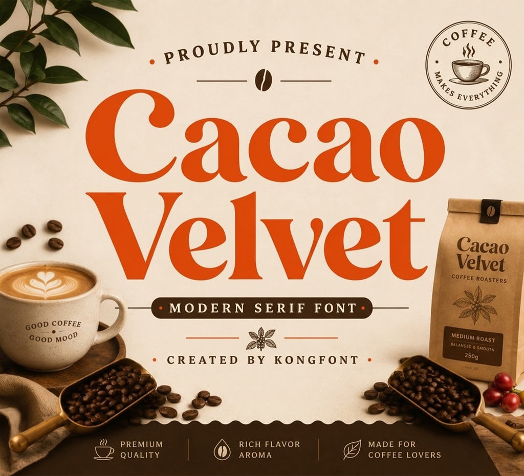 Cacao Velvet|モダン・エレガント セリフ欧文フォント