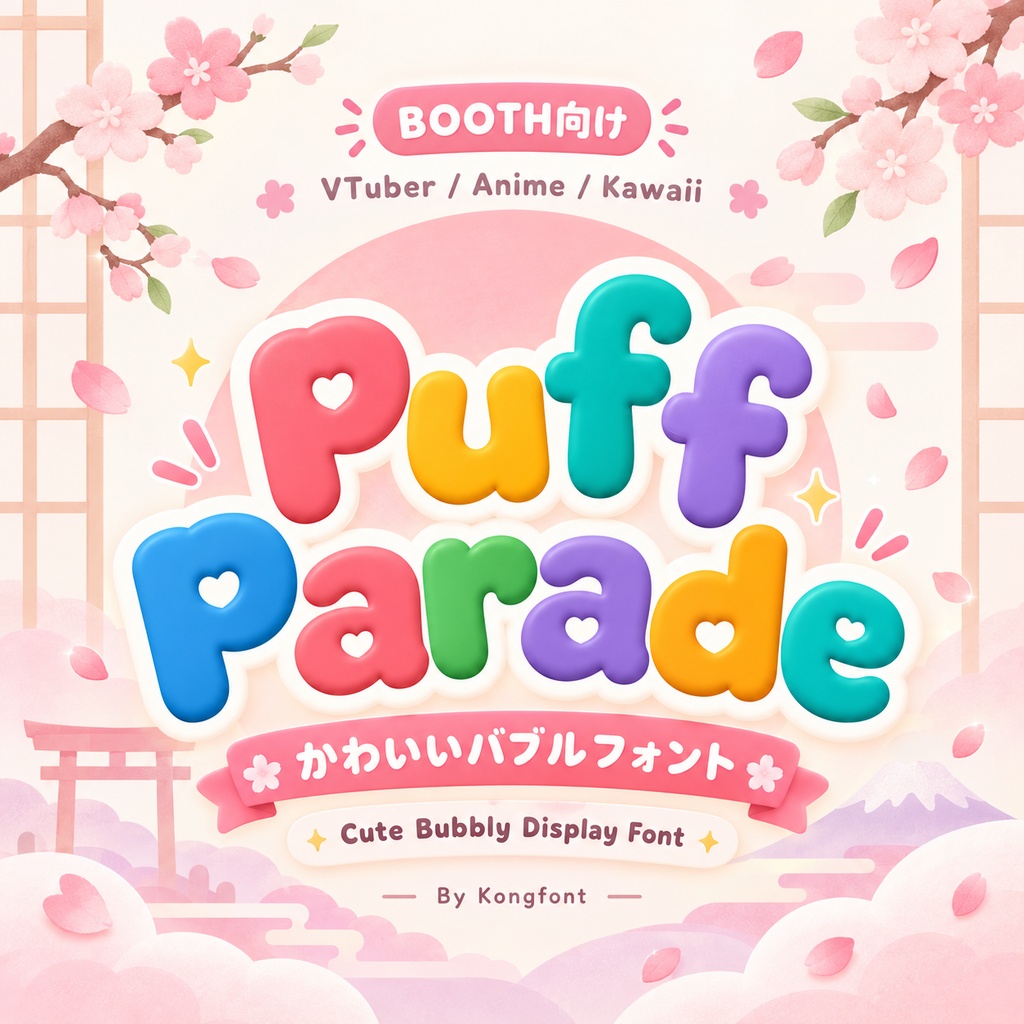 Puff Parade｜キュート・バブル キッズディスプレイ欧文フォント