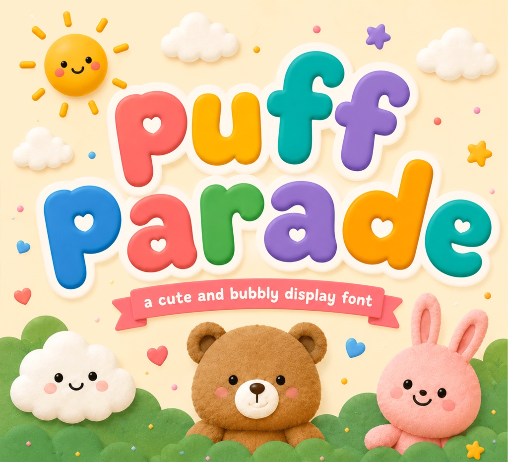 Puff Parade|キュート・バブル キッズディスプレイ欧文フォント