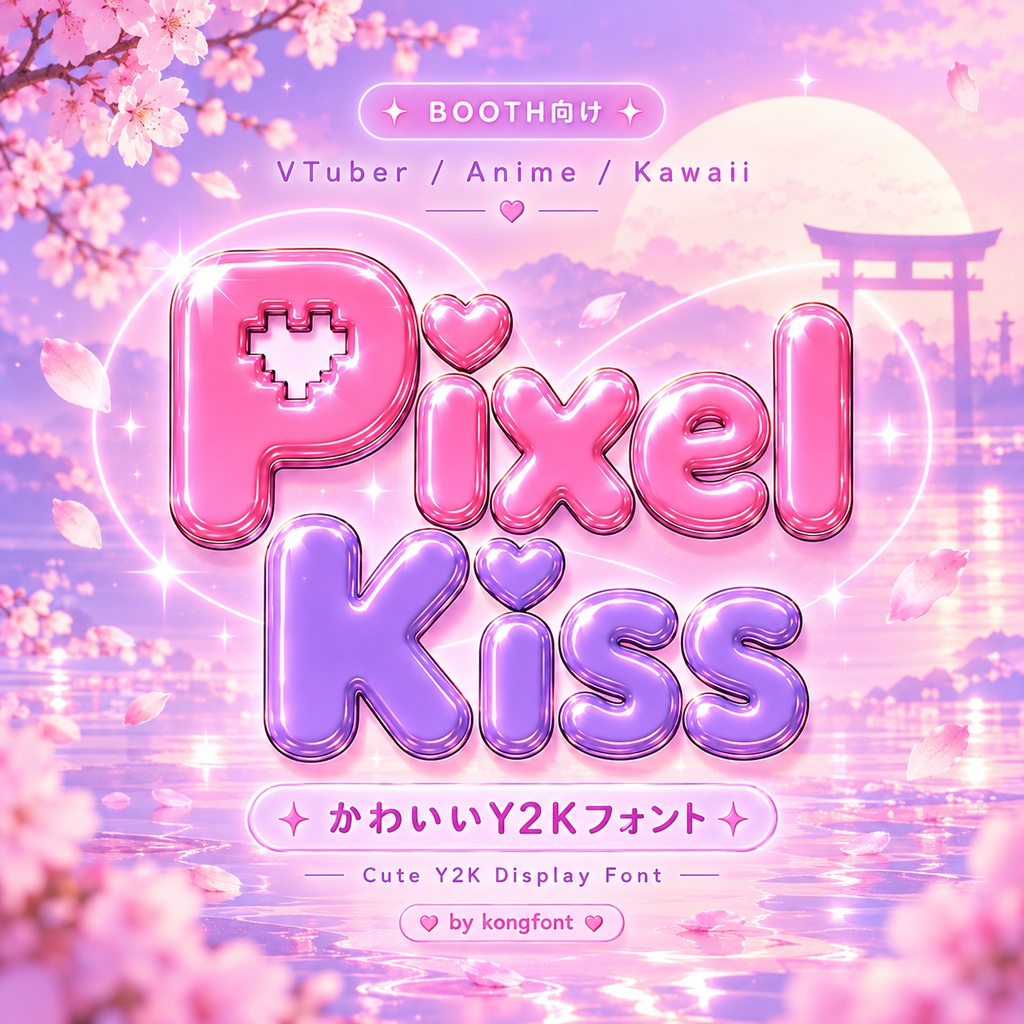 Pixel Kiss｜キュートY2K・バブル ディスプレイ欧文フォント