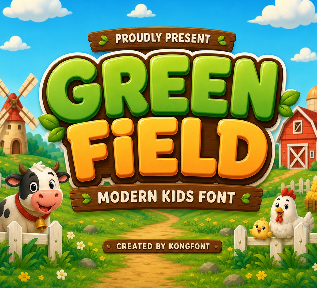 Green Field|キッズ・ファーム ポップディスプレイ欧文フォント