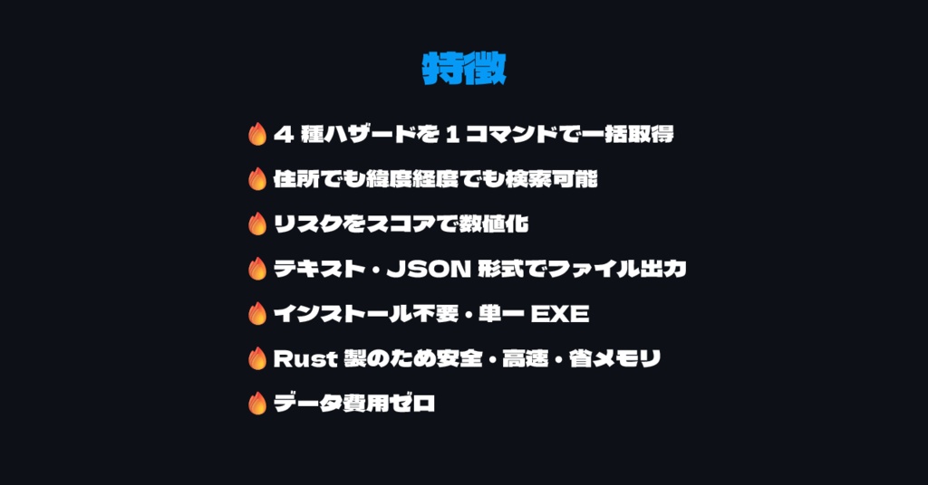 防災ハザードスコアCLI ver.1.0.0