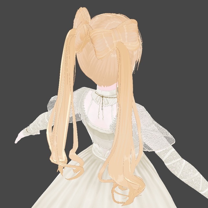 【Vroid】Twin Bow Ponytails Hairstyle with Texture