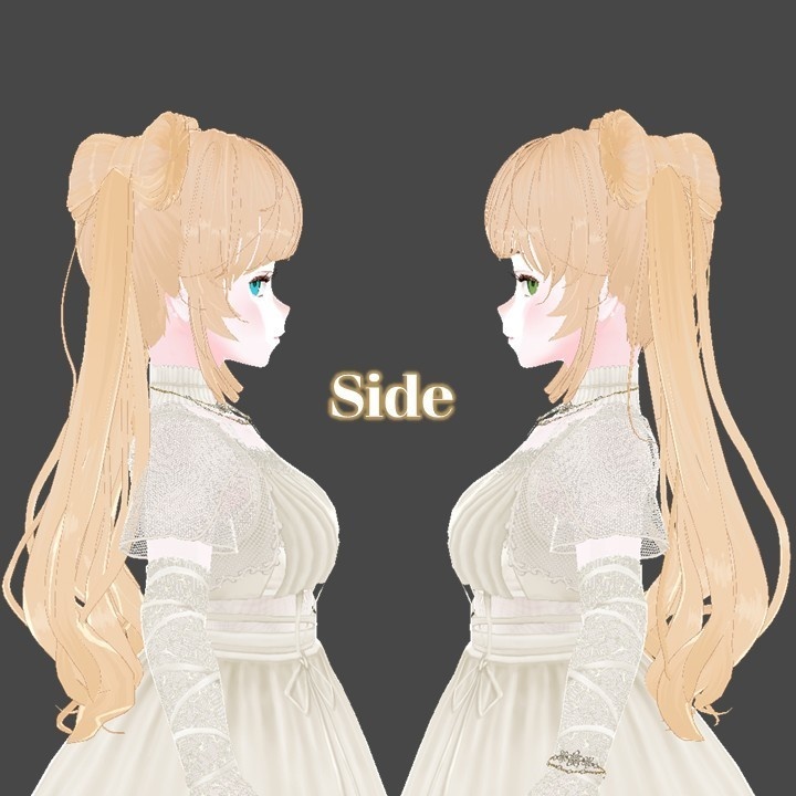 【Vroid】Twin Bow Ponytails Hairstyle with Texture