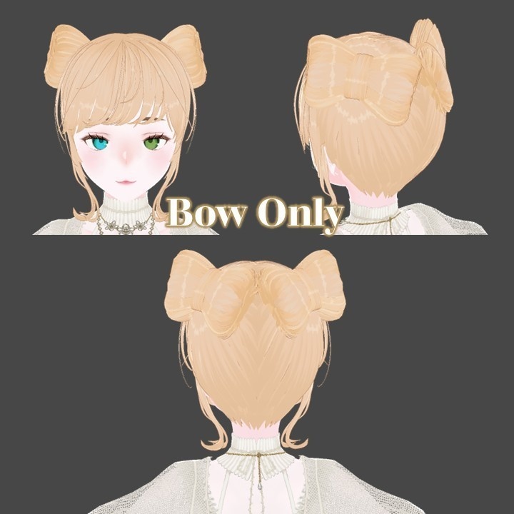 【Vroid】Twin Bow Ponytails Hairstyle with Texture