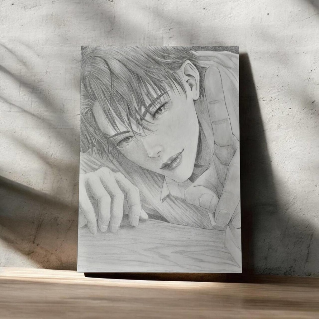 ほどける指先|Haizi|鉛筆画 原画(COA付・一点物)