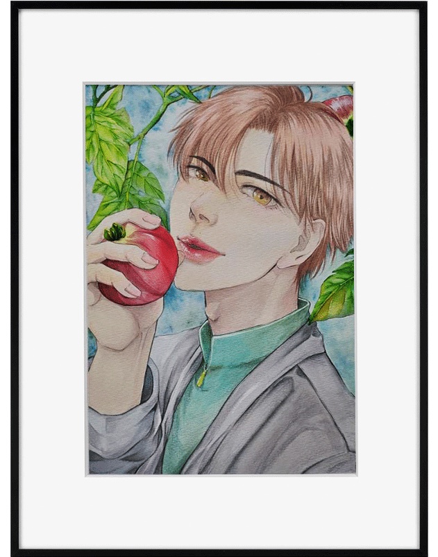 夏野菜「トマト」｜Haizi｜水彩画 原画（COA付・一点物）