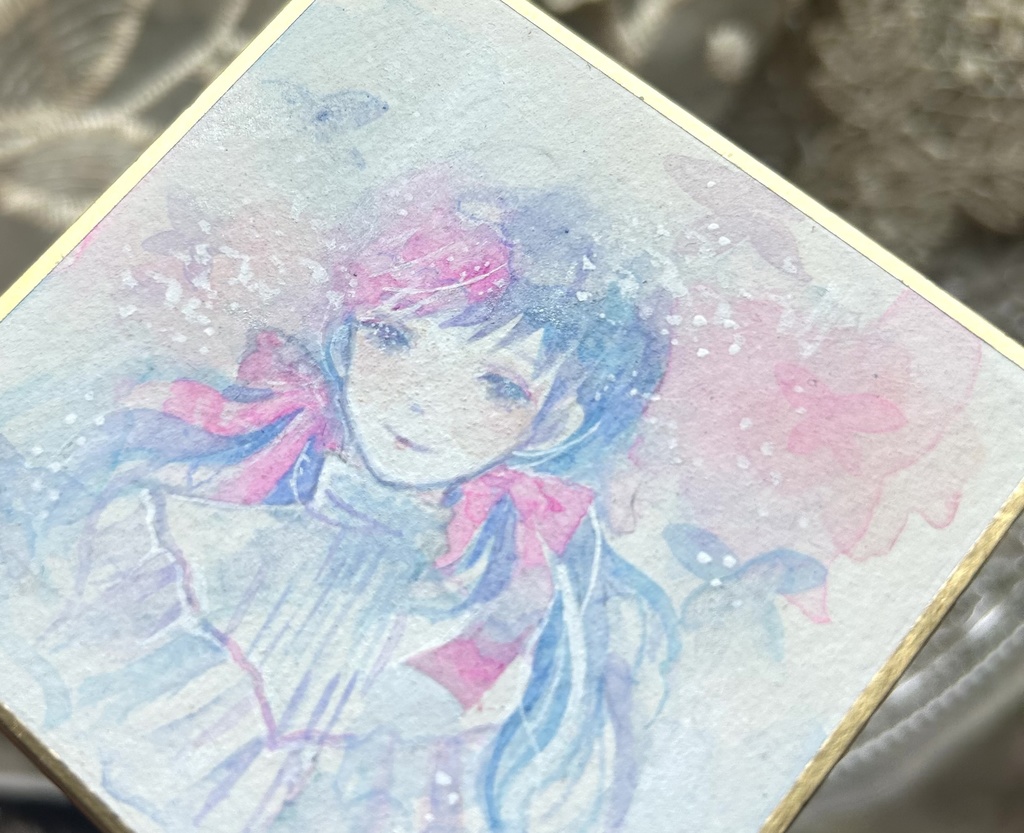 【値下げ】ミニ色紙「Ribbon」