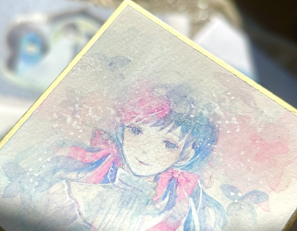 【値下げ】ミニ色紙「Ribbon」