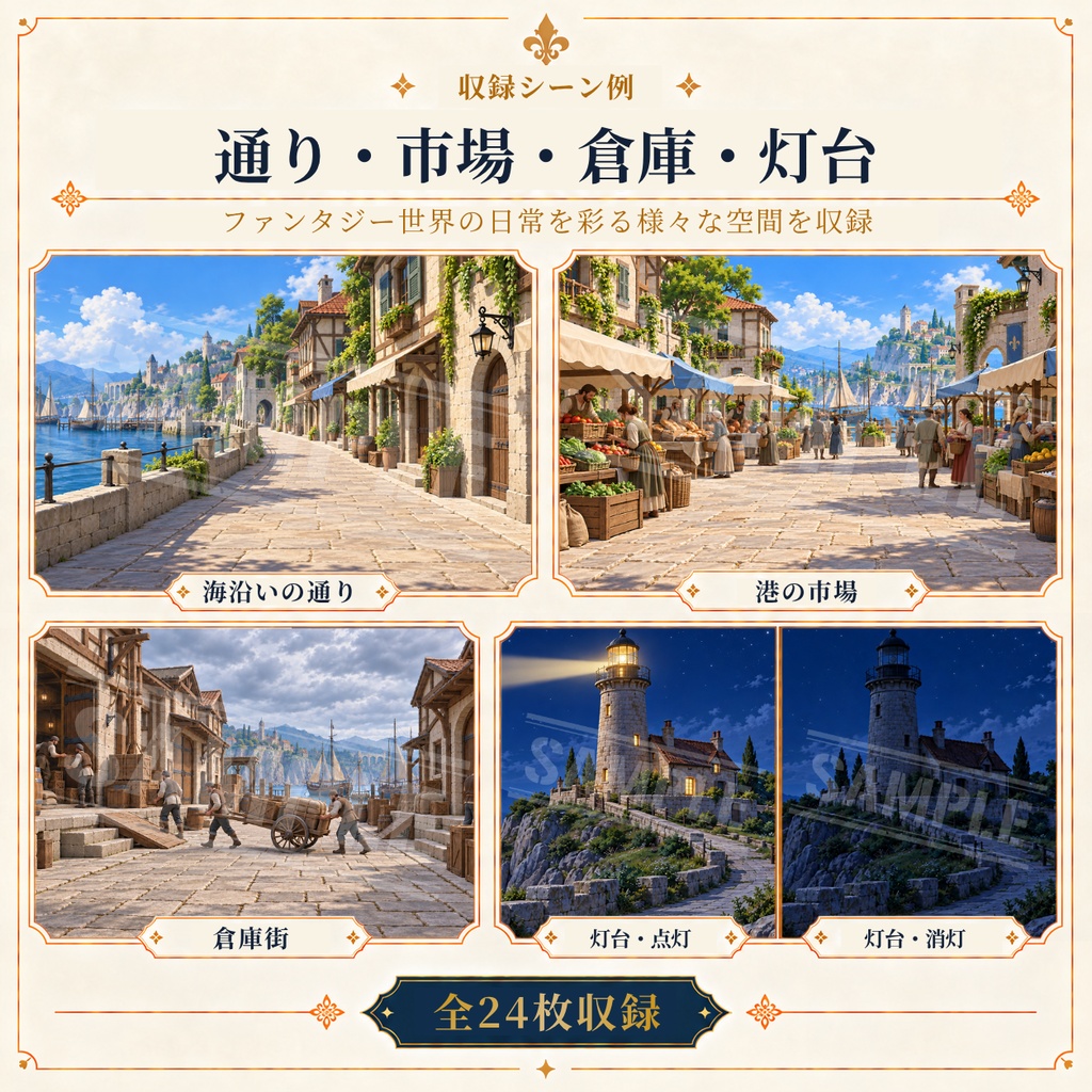 【全24枚】ファンタジー港町背景素材集|TRPG・ゲーム制作・動画