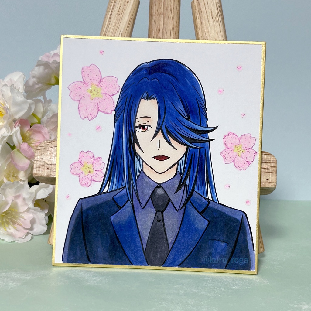 桜背景のカラー色紙