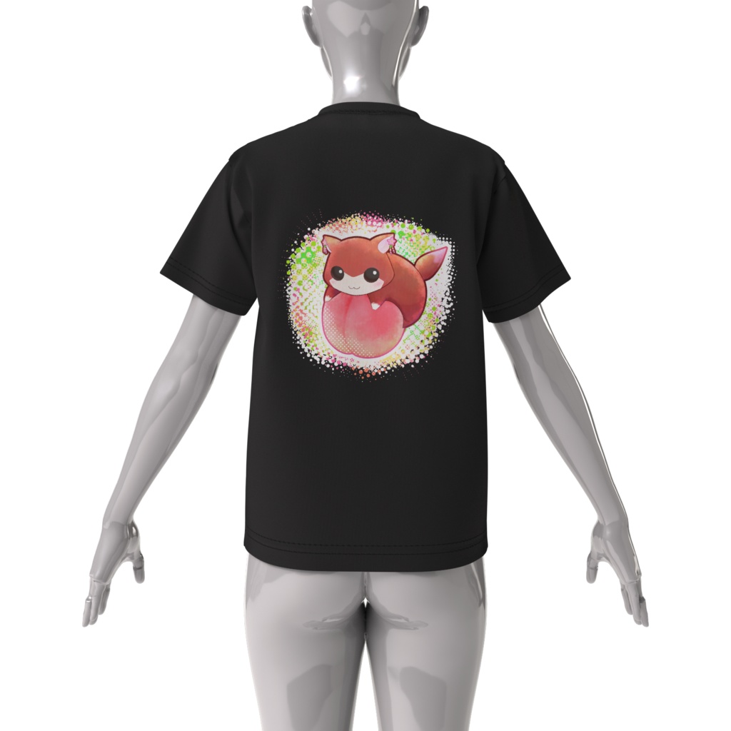 桃とモモンガTシャツ