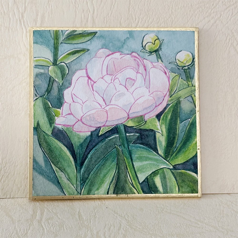 花の水彩イラスト:暖色系