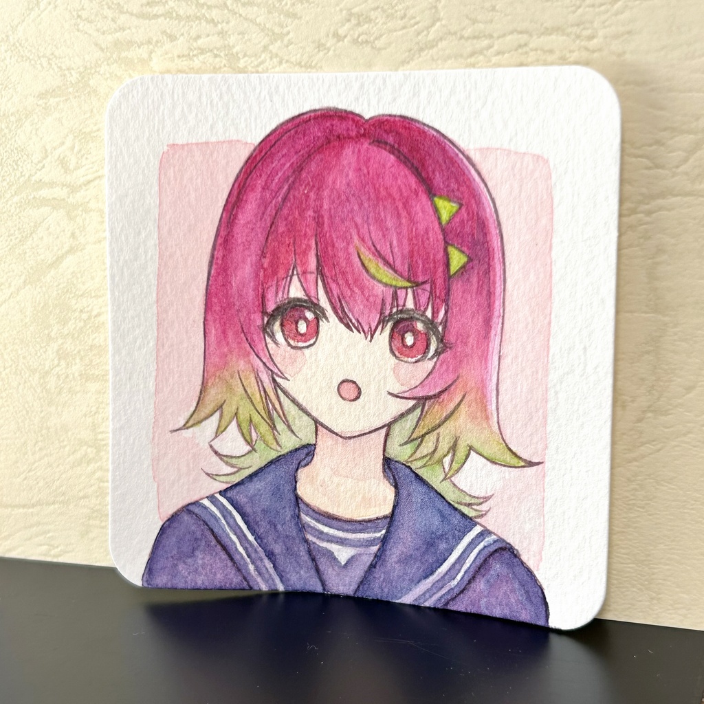 ピンク髪の女の子のイラスト原画