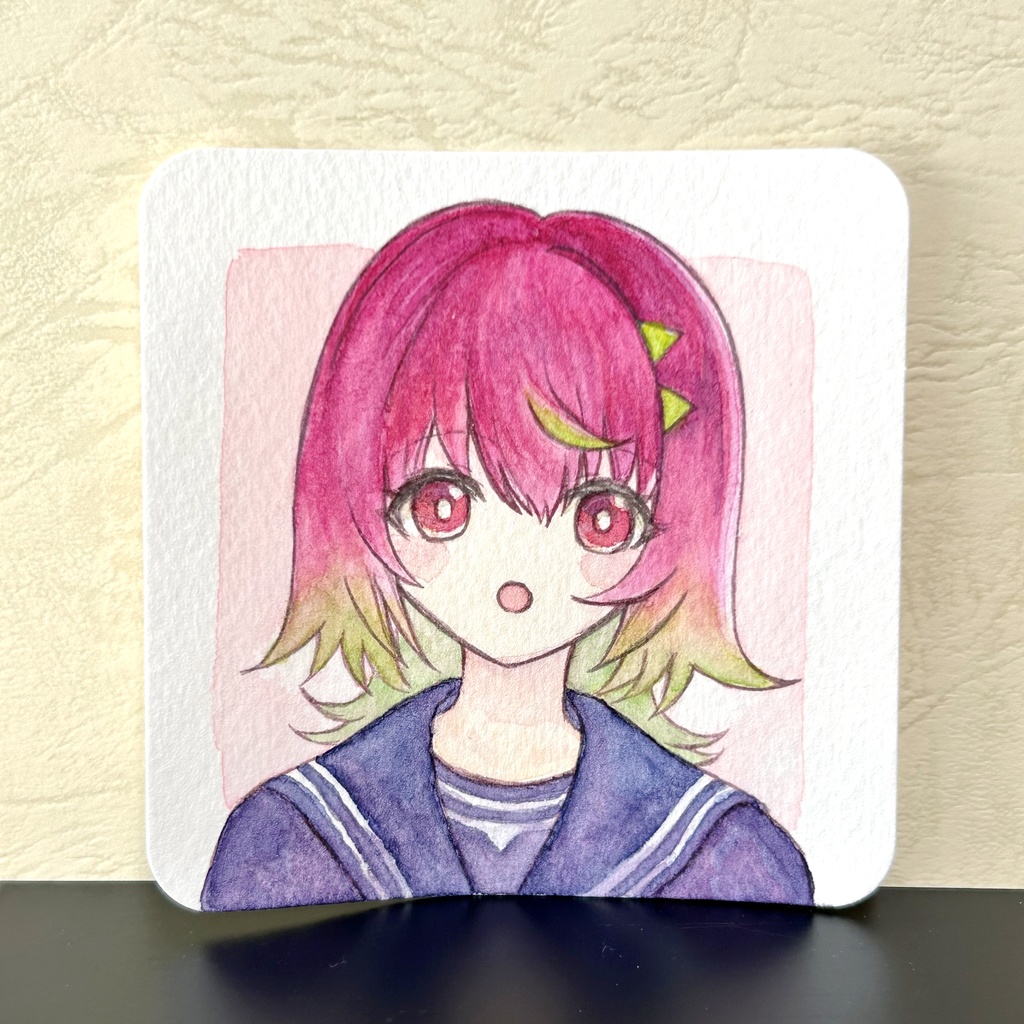 ピンク髪の女の子のイラスト原画