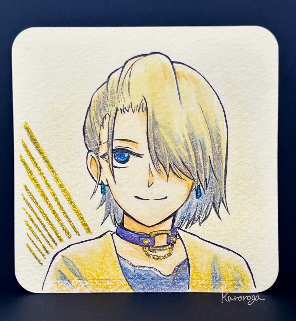 クリーム色髪の正方形イラスト
