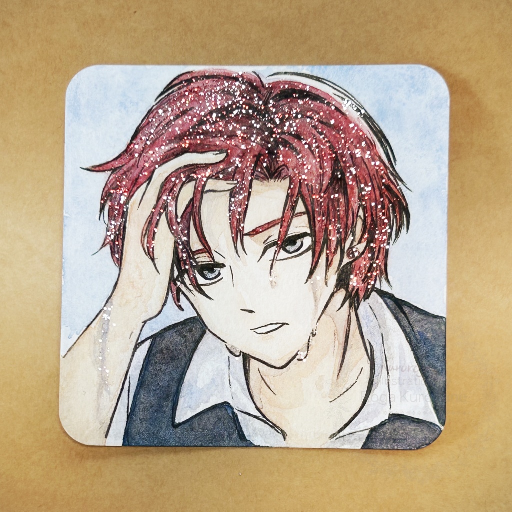 透明水彩イラスト原画「水濡れ逸賀」