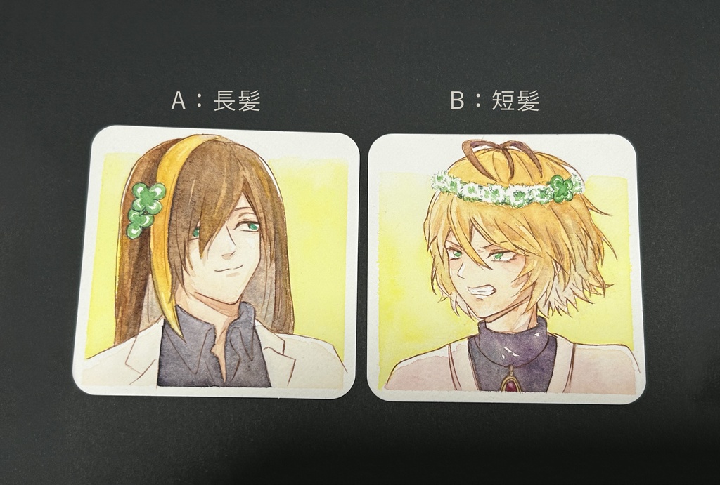 透明水彩イラスト原画「シロツメ四つ葉」