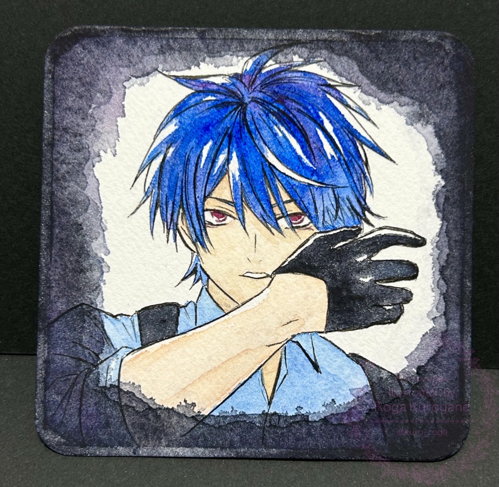 透明水彩イラスト原画「其処を見つめる」