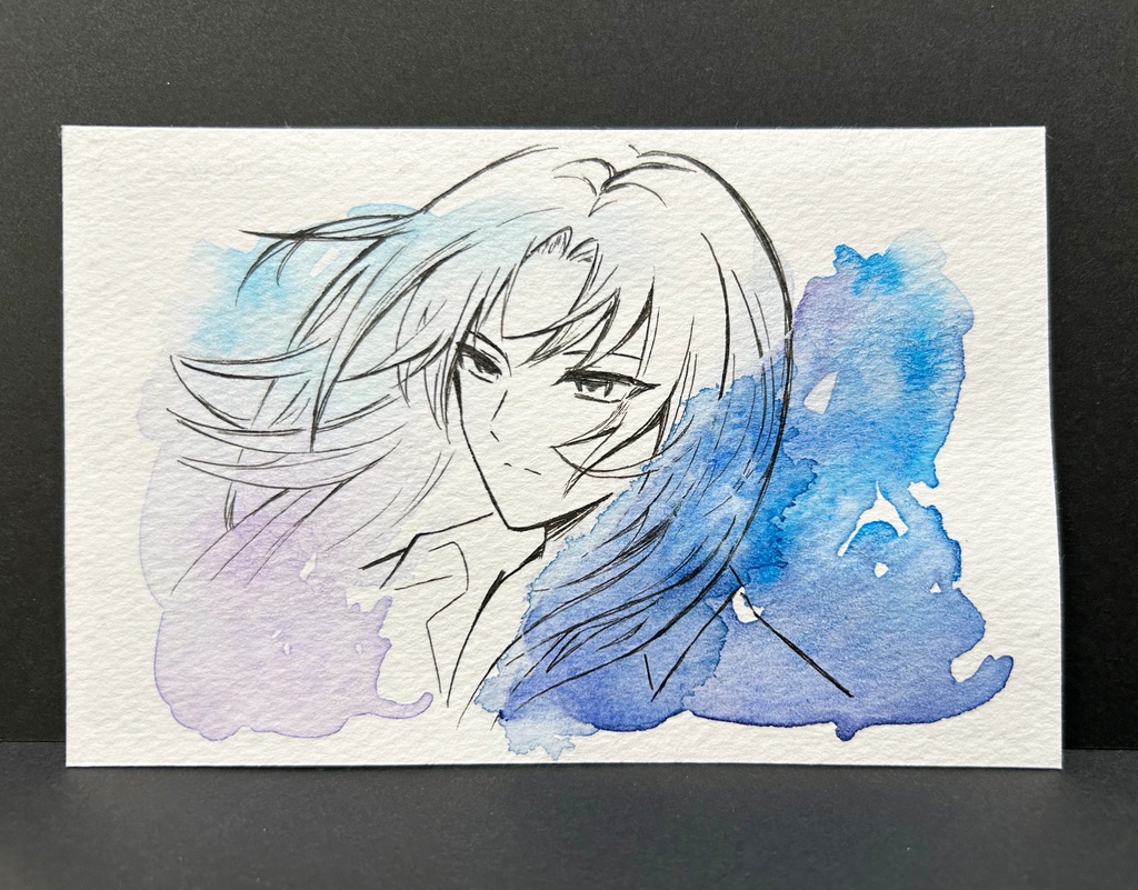 透明水彩イラスト原画「憂い」