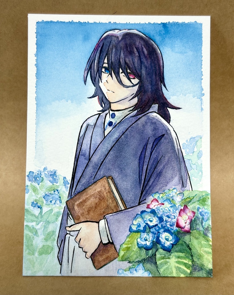 透明水彩イラスト原画「紫陽花」