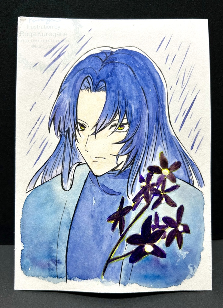 透明水彩イラスト原画「雨」