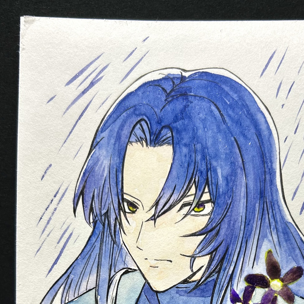 透明水彩イラスト原画「雨」