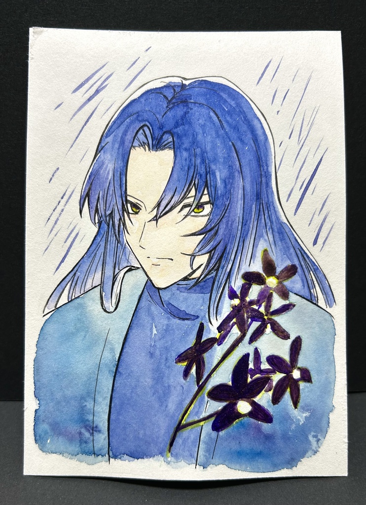 透明水彩イラスト原画「雨」