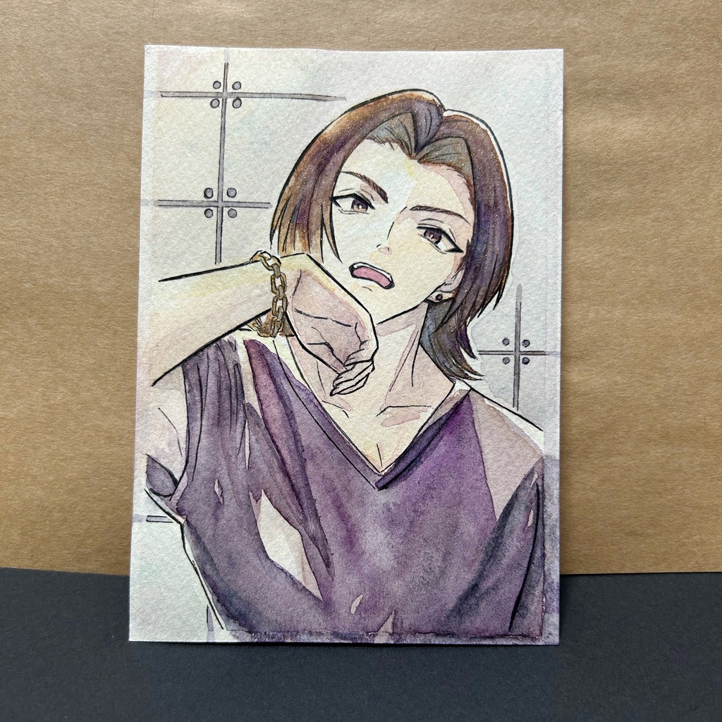透明水彩イラスト原画「圧」