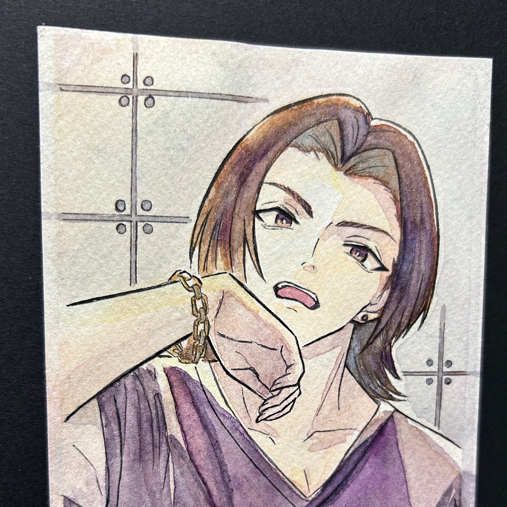 透明水彩イラスト原画「圧」